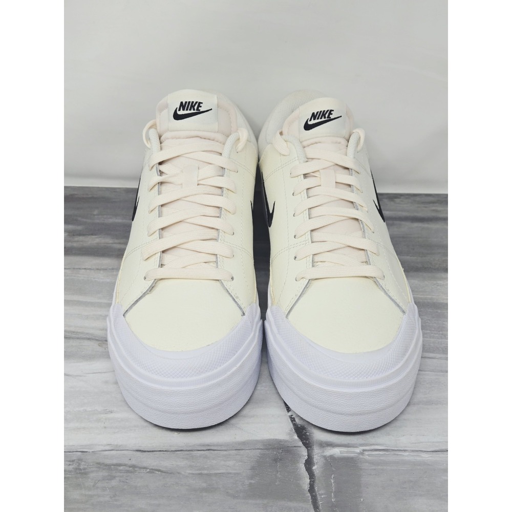 Nike Court Legacy Lift Womens Size 10 Ivory Black Leather Shoe Sneakers Gum - Picture 3 of 8